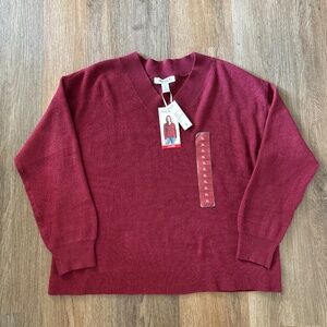 NWT Nine West Jeans‎ Women's V-Neck Fig Knit Sweater Size Extra Large